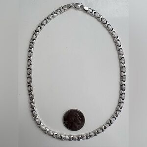 925 Italian silver vintage unique design Elegant Women's Necklace 16 inches.